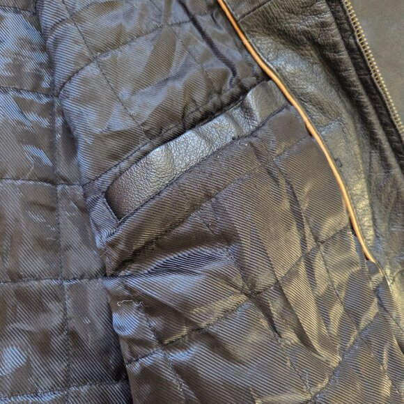 St. John’s Bay Black Leather Bomber Jacket Mens XL Streetwear Moto Inspired - Picture 9 of 16